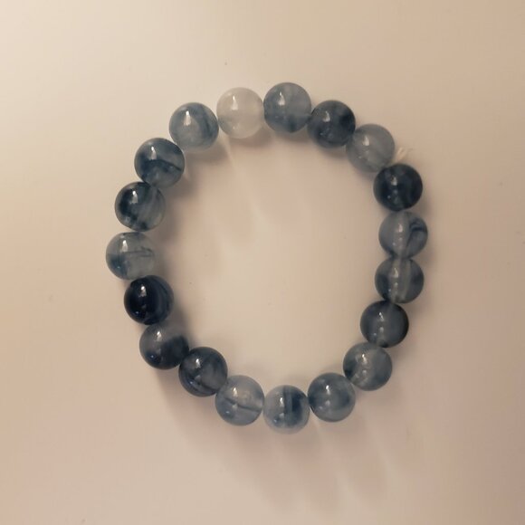 Blueberries and Cream Blue White Swirl Elastic Bracelet Stretchy Costume 7" - Picture 2 of 2